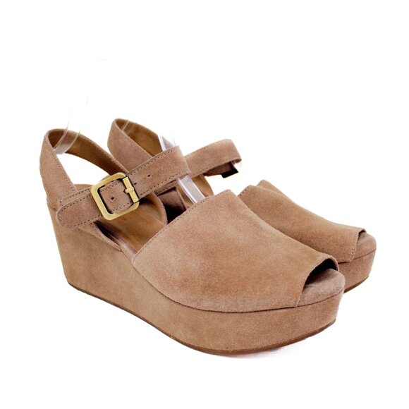 Chocolat Blu Tan Suede Wedge Sandals - Picture 2 of 11